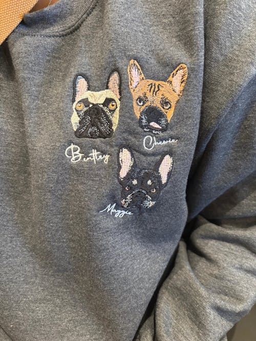 Custom Pet Portrait Embroidered Sweatshirt, Hoodie, Custom Pet Picture
