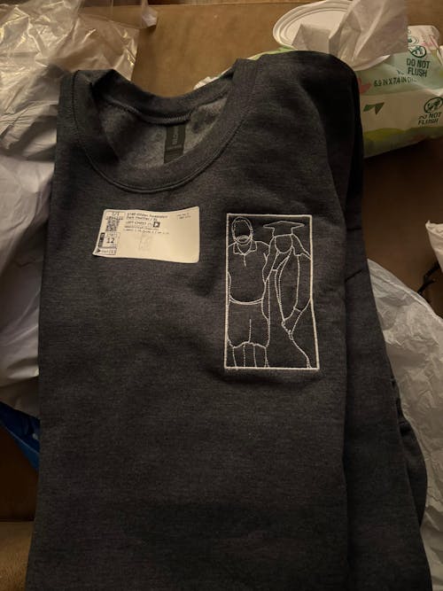 Custom Photo on Hoodie, Outline Photo Sweatshirt Embroidered