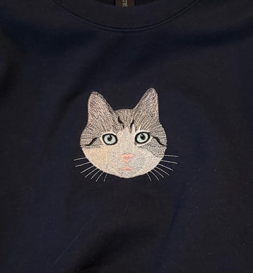 Custom Pet Portrait Embroidered Sweatshirt, Hoodie, Custom Pet Picture