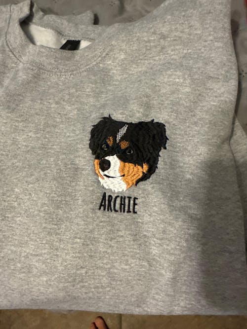 Custom Pet Portrait Embroidered Sweatshirt, Hoodie, Custom Pet Picture