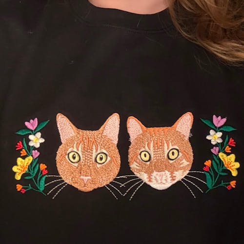 Custom Pet Portrait Embroidered Sweatshirt, Hoodie, Custom Pet Picture