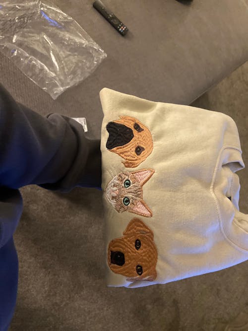 Custom Pet Portrait Embroidered Sweatshirt, Hoodie, Custom Pet Picture