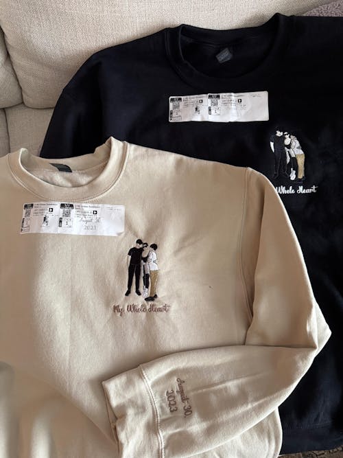 Custom Photo on Hoodie, Outline Photo Sweatshirt Embroidered