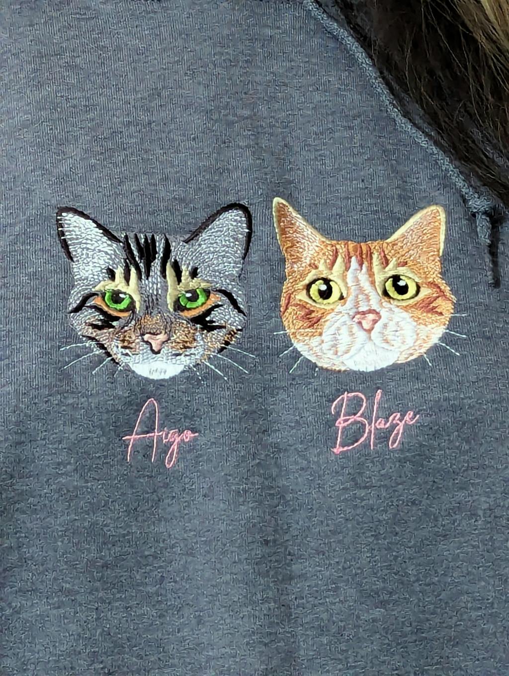 Custom Pet Portrait Embroidered Sweatshirt, Hoodie, Custom Pet Picture