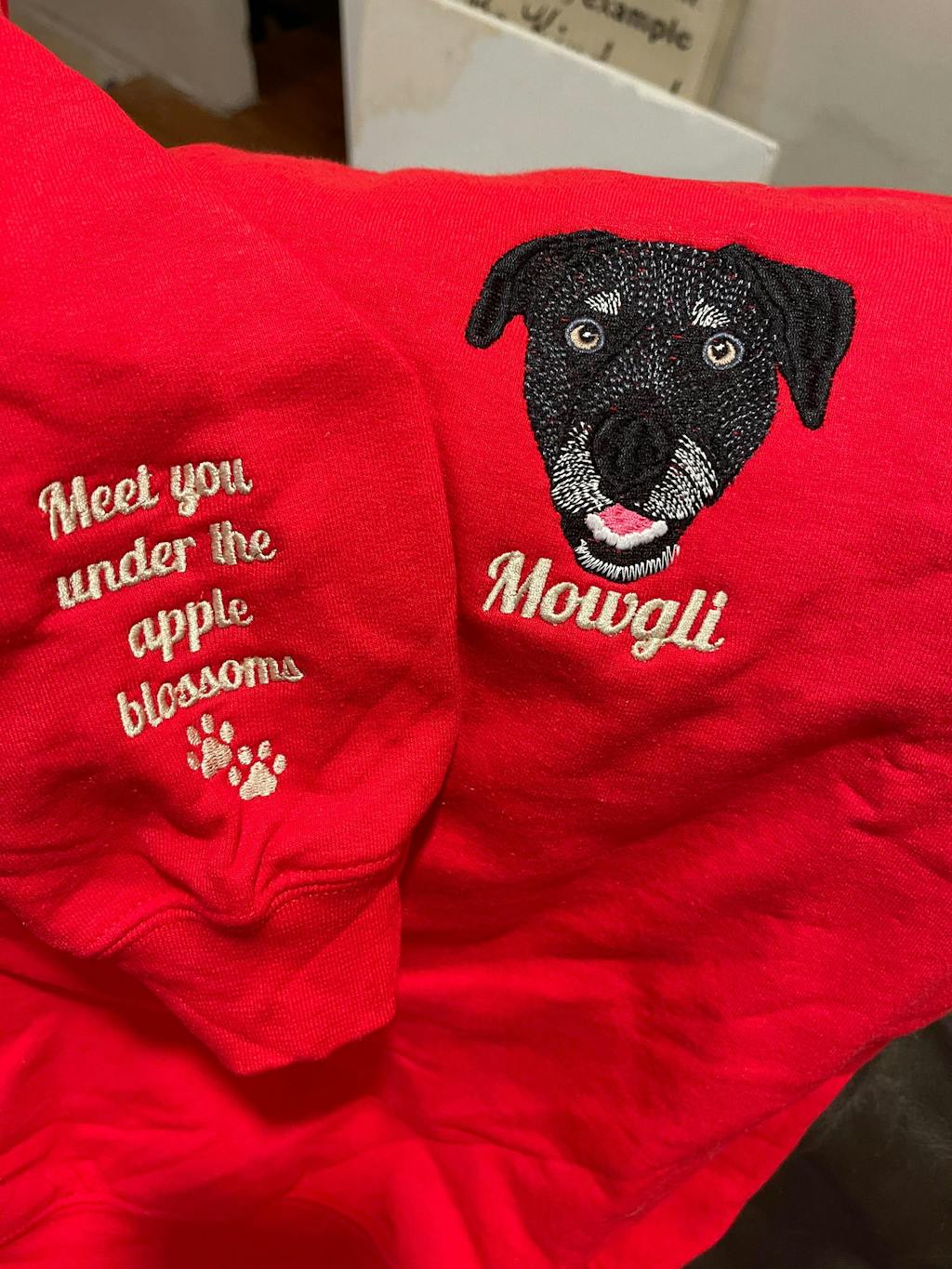 Custom Portrait Dog from Photo Embroidered Sweatshirt, Hoodie