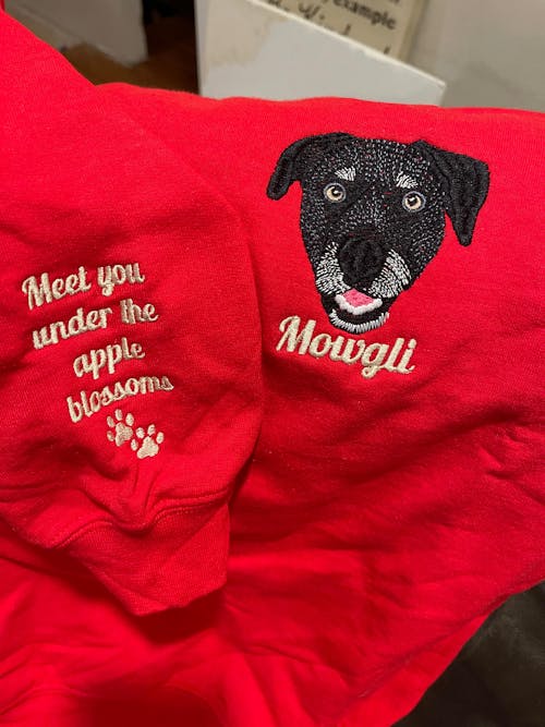 Custom Portrait Dog from Photo Embroidered Sweatshirt, Hoodie