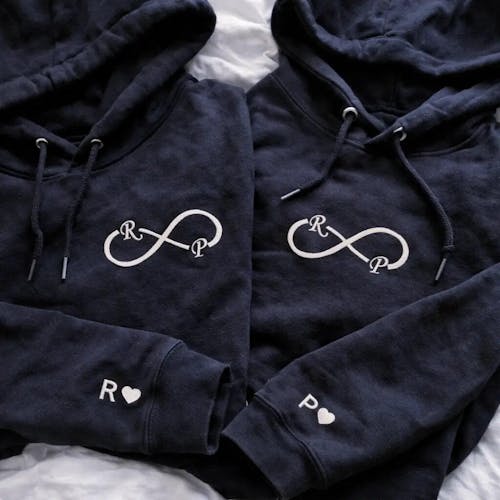 Custom Embroidered Infinity Sweatshirt or Hoodie with Initials, Personalized Wedding Anniversary Gifts for Wife