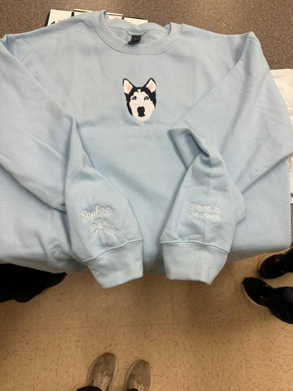 Custom Pet Portrait Embroidered Sweatshirt, Hoodie, Custom Pet Picture