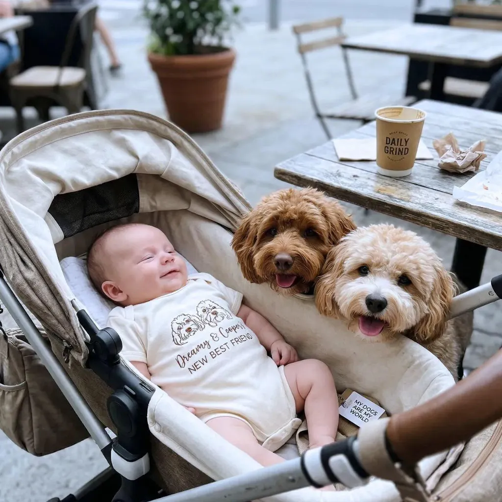 Custom Pet Portrait Line Art Embroidered Baby Bodysuit Onesie from Photo, Dog Cat Name's