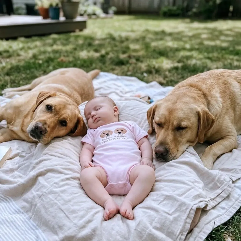 Custom Embroidered Baby Bodysuit Onesie with Pet Photo, Name - New Best Friend
