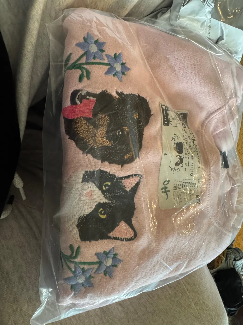 Custom Pet Portrait Embroidered Sweatshirt, Hoodie, Custom Pet Picture