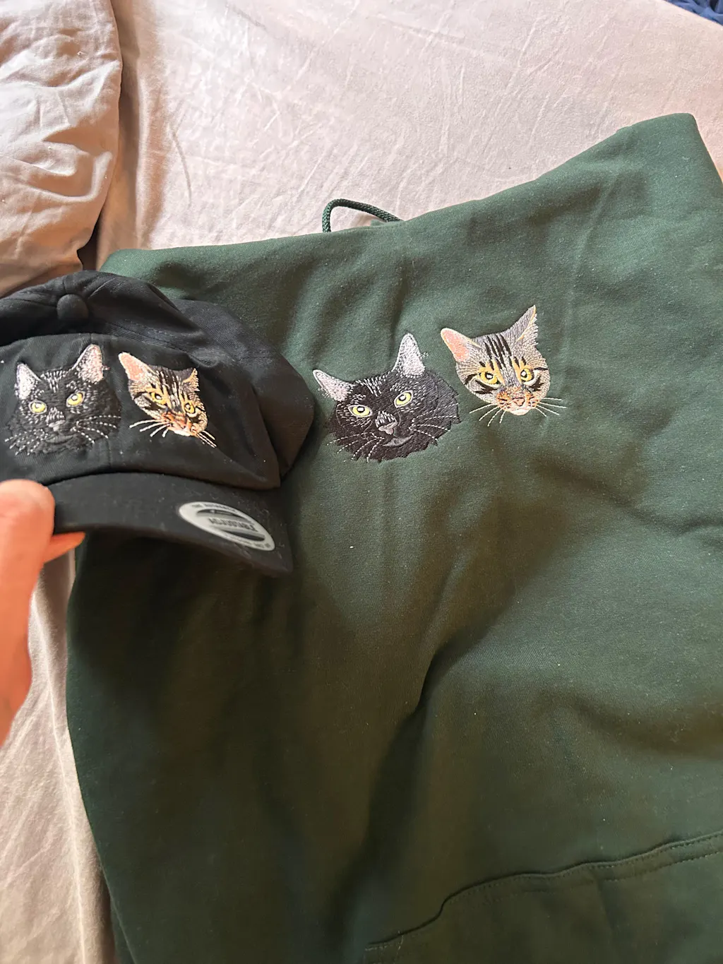 Custom Pet Portrait Embroidered Sweatshirt, Hoodie, Custom Pet Picture
