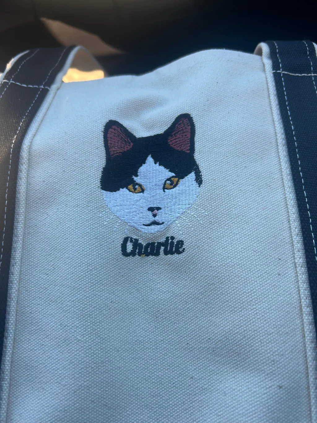Personalized Pet Tote Bag with Custom Embroidered Photo - Unique Pet Lover Gift Idea