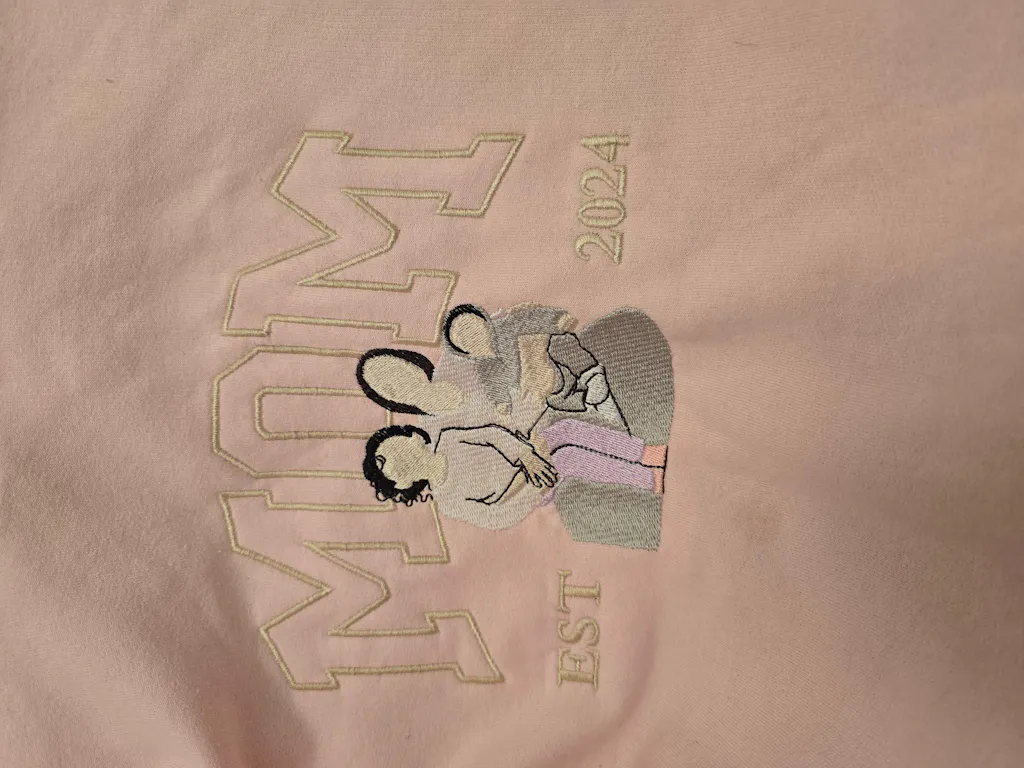 Custom Embroidered Mom Kids Photo Portrait Hoodie Sweatshirt, Embroidered Gift for Wife from Husband