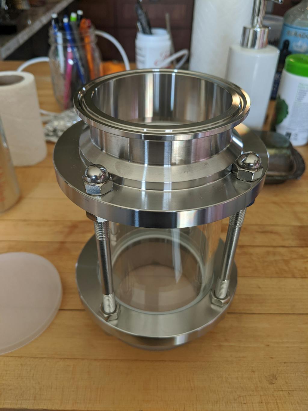 3" Tri Clamp Sight Glass with Temp Resist Borosilicate Glass Emerald Gold