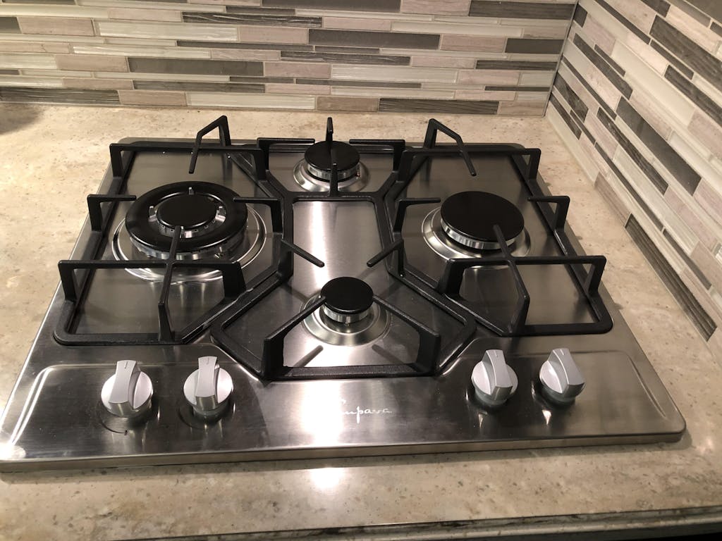 Gas Cooktop 24 Inch 4 Burners Silver Stainless steel Builtin Gas