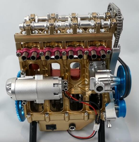 V4 Car Engine Assembly Kit Full Metal 4 Cylinder Car Engine Building K