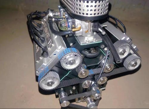 ENJOMOR GS-V8 78CC DOHC Four-Stroke Water-Cooled V8 Model V8 Engine Model Kit Functional Electric Gasoline Engine