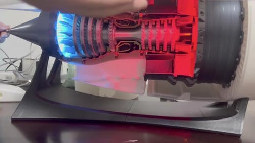 ENGINEKITOR TR900 White Shell Turbofan Engine Model Kit - Aviation Simulation Engine Model with Adjustable Speed and Dual Light Design