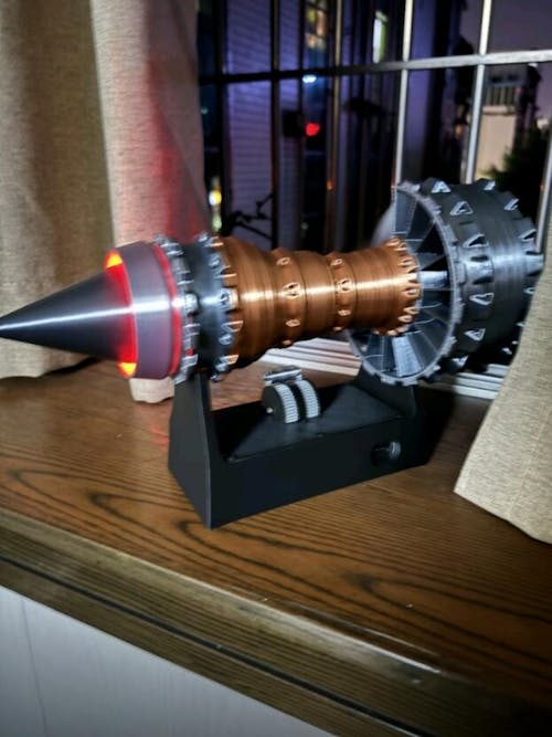 ENGINEKITOR TR900 Turbofan Engine Model Kit Magnetic Base Twin Light Aeromodelling Kit Rechargeable with Illuminated Version For Gift