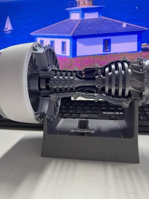 ENGINEKITOR TR900 Turbofan Engine Model Kit White Case Pusher Turbofan Engine Model Rechargeable with Light Version