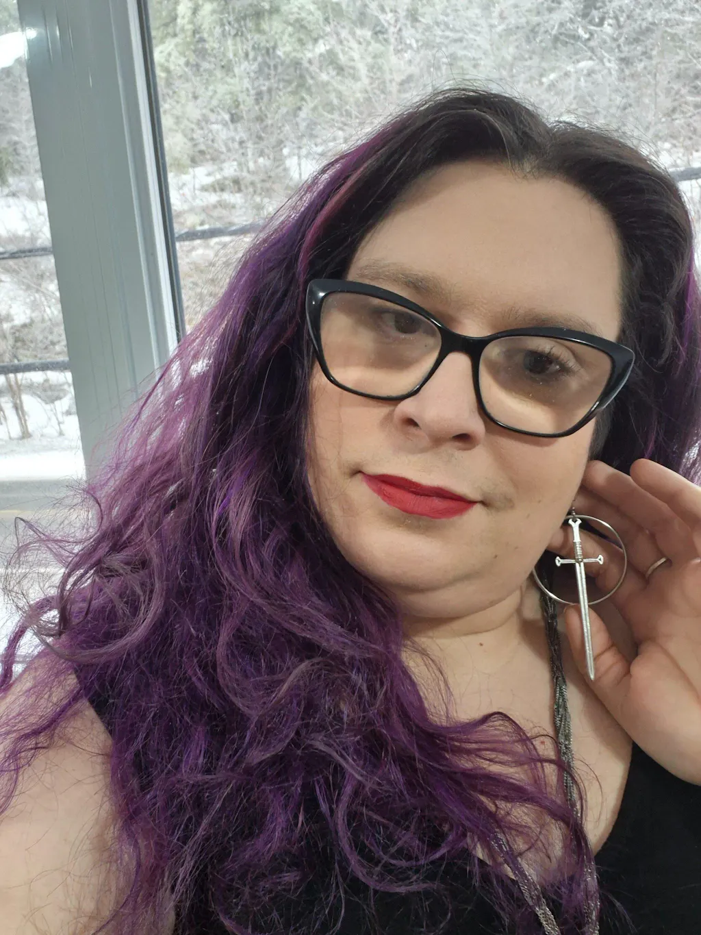 SLAY sword hoop earrings