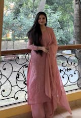 Classic faux georgette: A three piece suit set