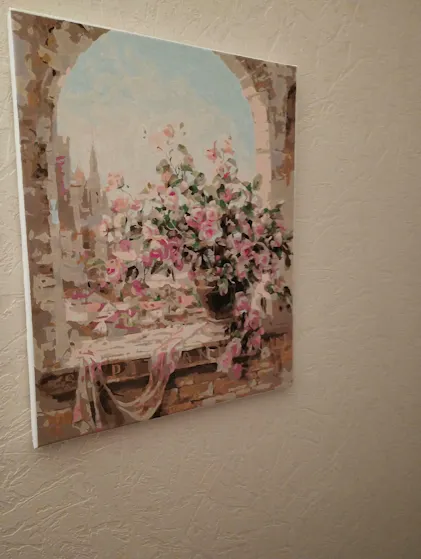 Pintura DIY Por Números Para Adultos Y Niños, Rosas ABEUTY En Cúpula De Vidrio, Belleza Y Bestia, Rosa Encantada 16 X 20 Pulgadas Número Pintura Arte Terapia No Frame Niña