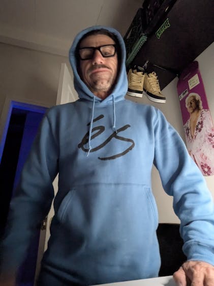 Script Pullover Hoodie Black Fleece éS skateboarding