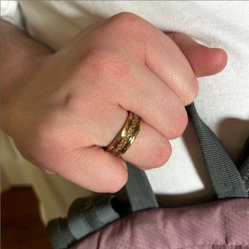 8mm Yellow Citrine Mens Engagement Band Hammered Promise Ring for Him And Her