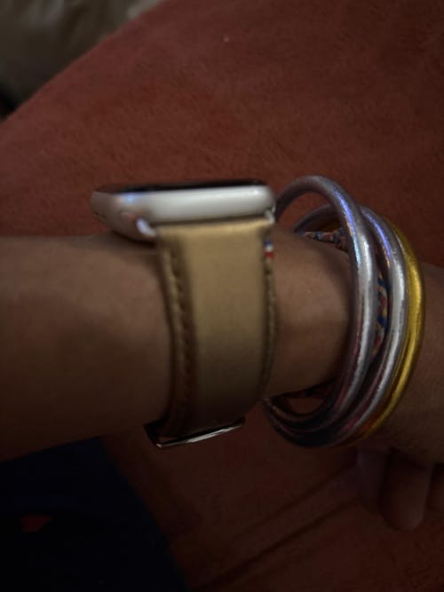 Nuit Parisienne - Bracelet Apple Watch cuir effet jean pailleté - Lune 42 mm