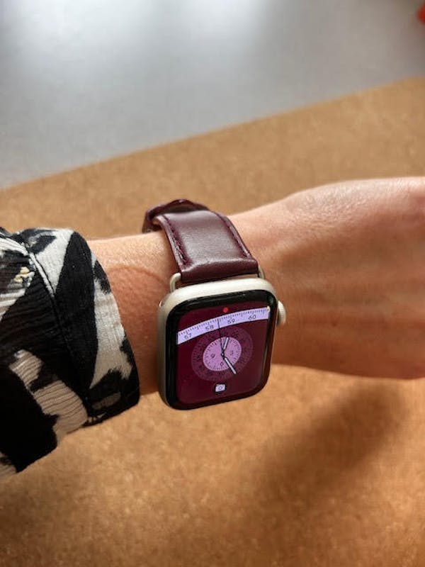 Holi Apple Watch - Bracelet cuir de vachette Bordeaux 42 mm
