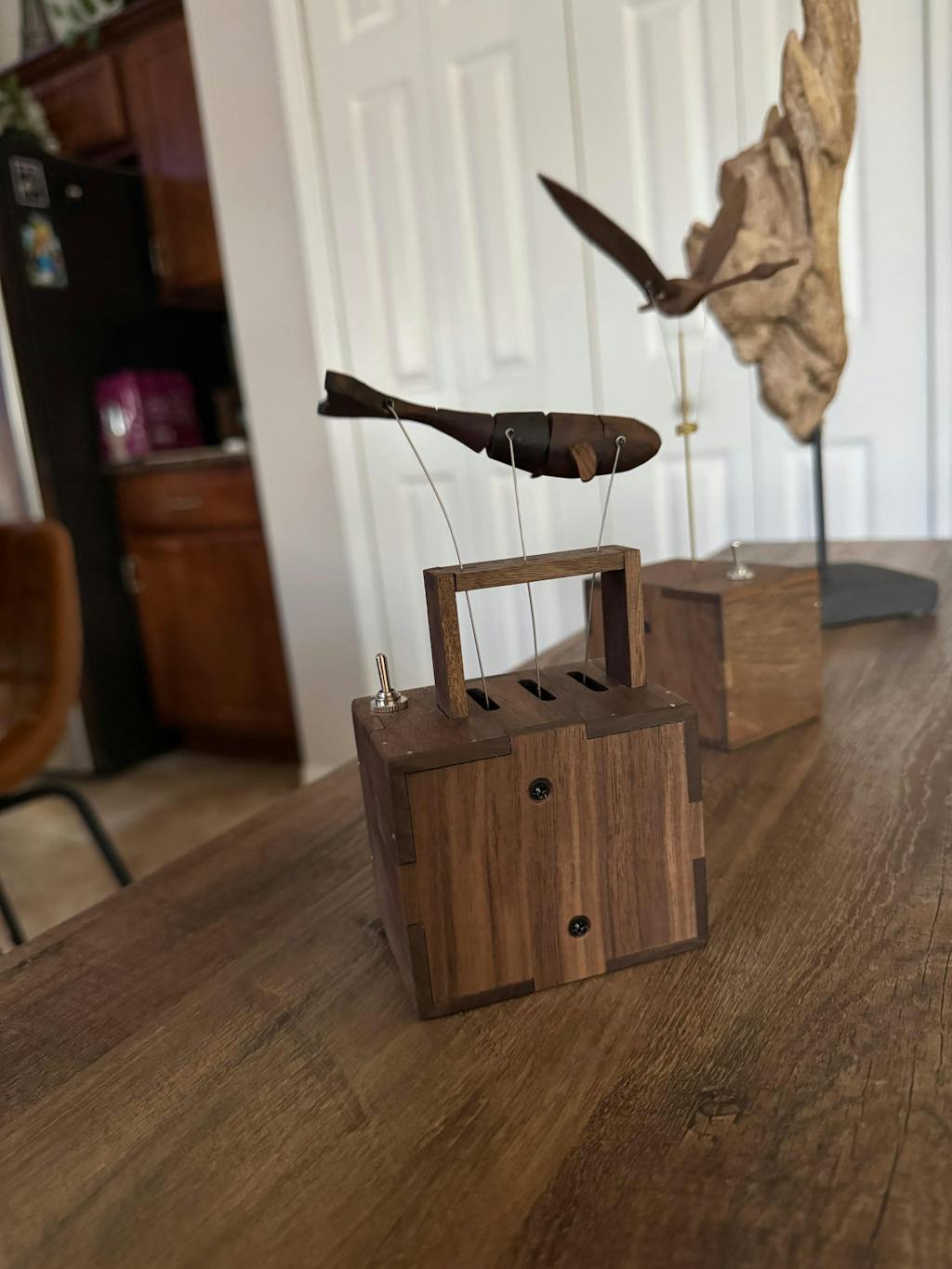 Handcrafted Wooden Manta Ray Automaton