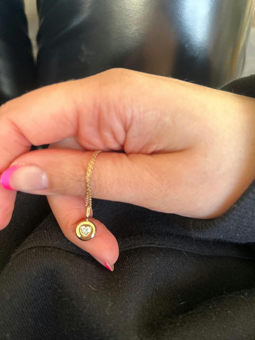 14k Solid Gold Pebble Moissanite Round/Heart Pendant