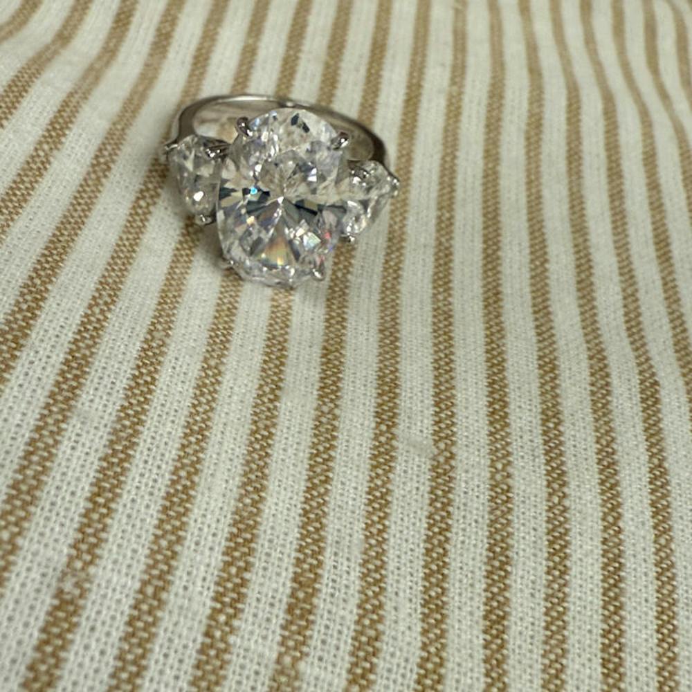 Luxe Splendor 6.0 Carat Oval Cut Engagement Ring in Sterling Silver