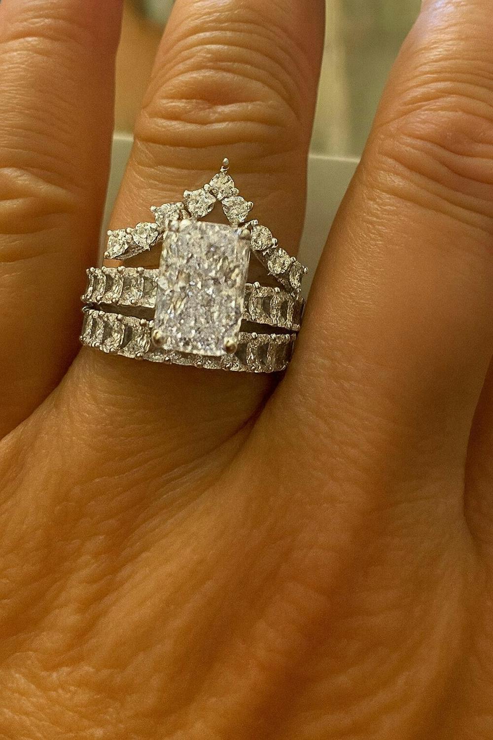 Classic Brilliance 4.0 Carat Radiant Cut 3-Piece Wedding Set in Sterling Silver