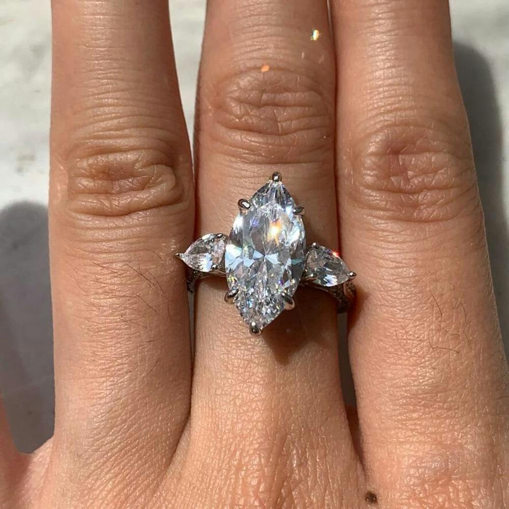 Regal 7.0 Carat Marquise Cut Engagement Ring for Women in Sterling Silver