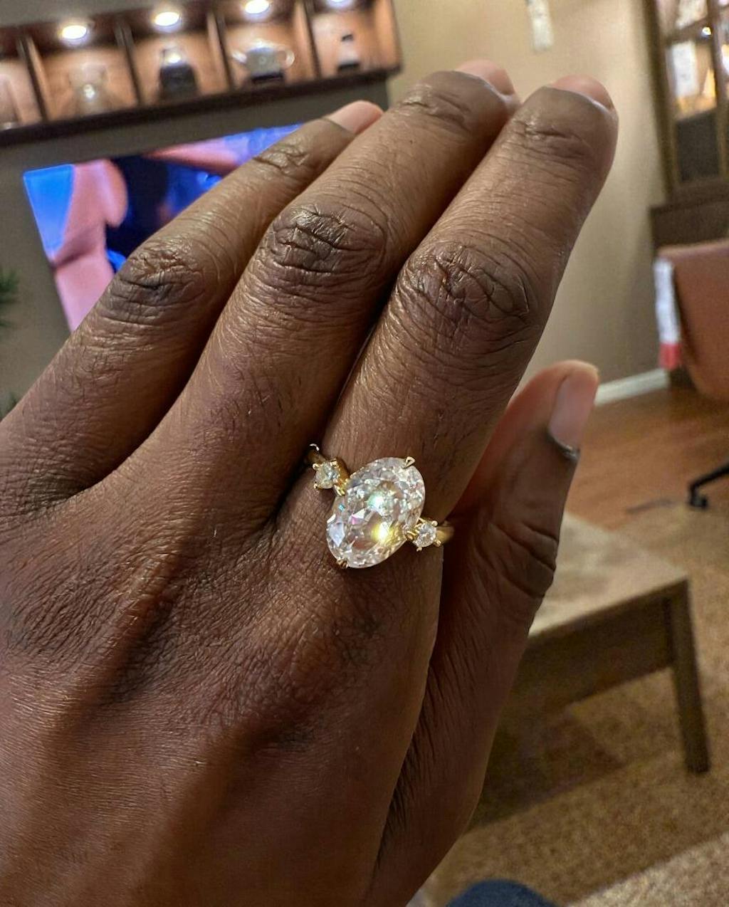 Eternal Glow 3.0 Carat Oval Cut Engagement Ring in Sterling Silver