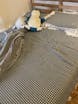 Gingham Floral Ruffle Bedding Set / Blue White