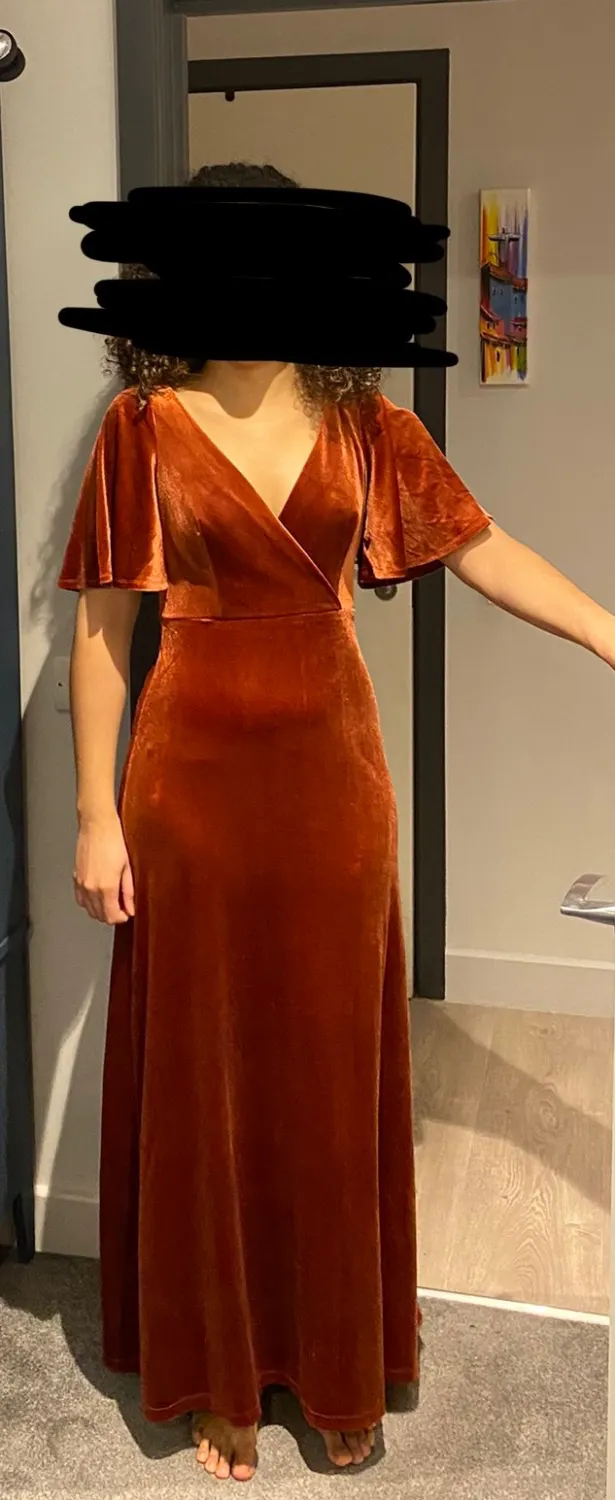 Velvet Open Back Unique design Detail Full of charm Maxi Bridesmaids Dress