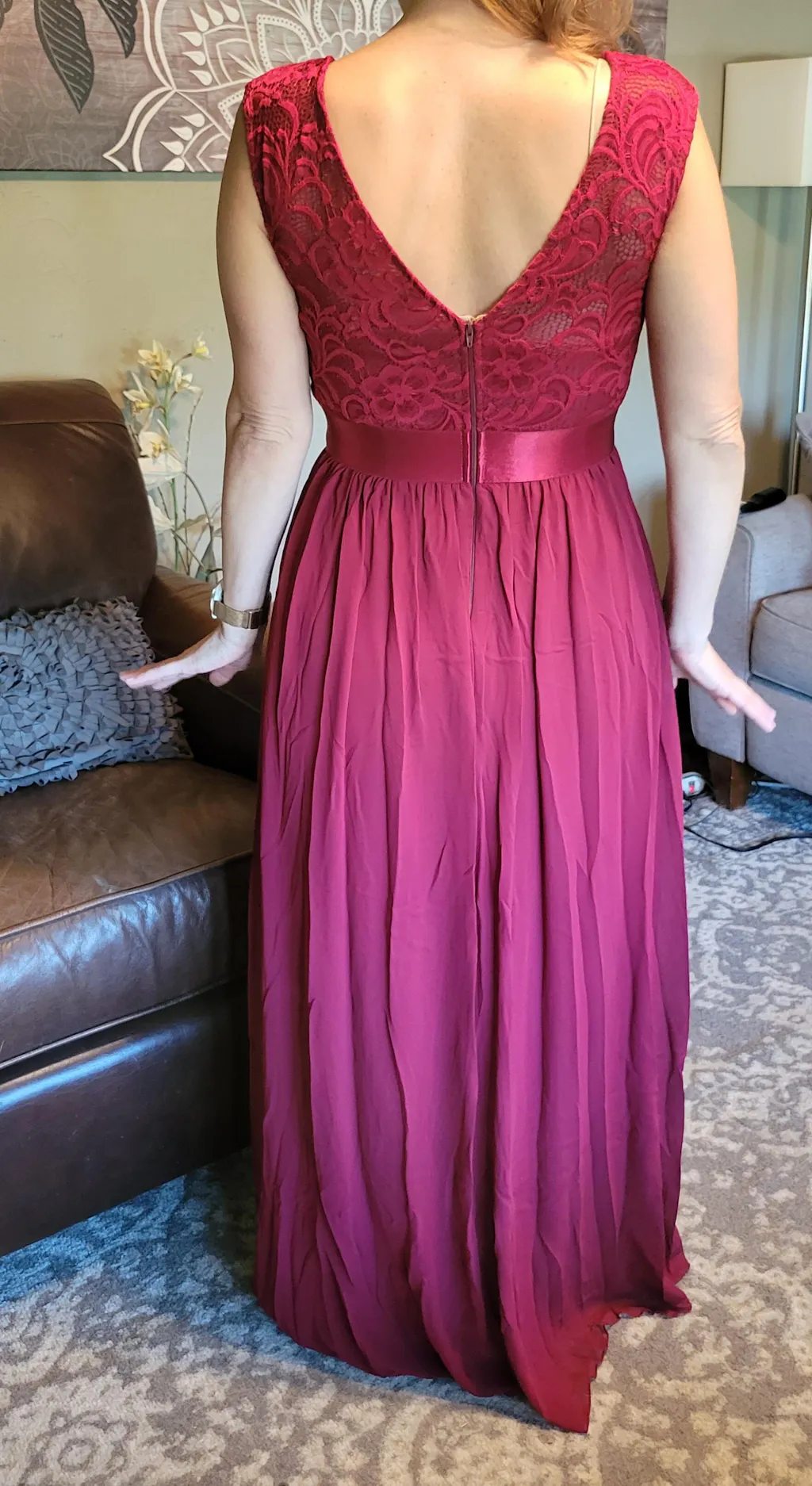 chinese dress ladies David's Bridal Gold Metallic Taupe Lace and Mesh Long Strapless Dress –  Sonderleigh