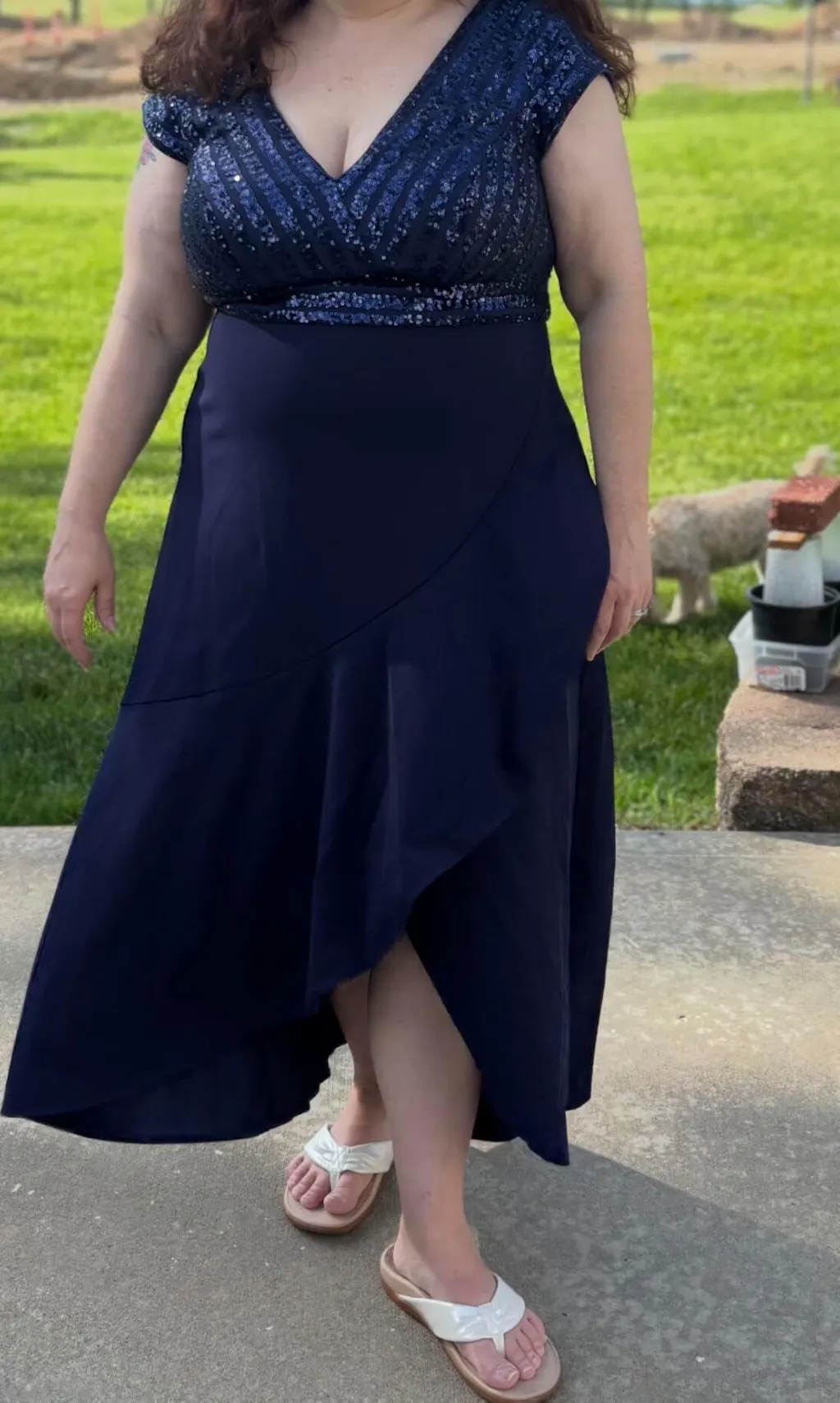 Plus Size Sequin Midi Dress with V-Neck for Mothers of the Bride ...