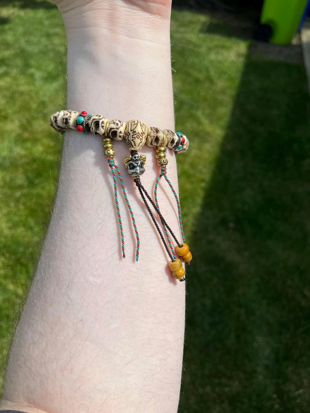 Vintage Tibetan Yak Bone Bracelet, Handcrafted Single-Strand Beads for Men & Women