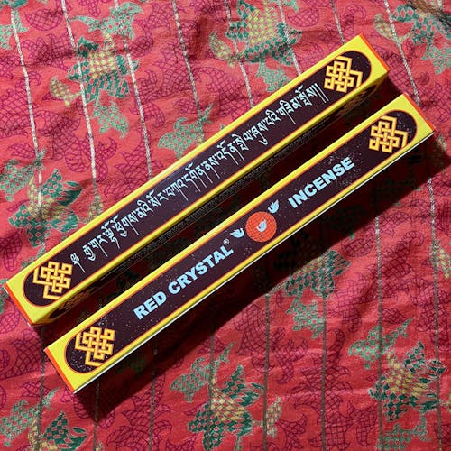 Handcrafted Red Crystal Incense: South Indian Tibetan Herbal Sticks