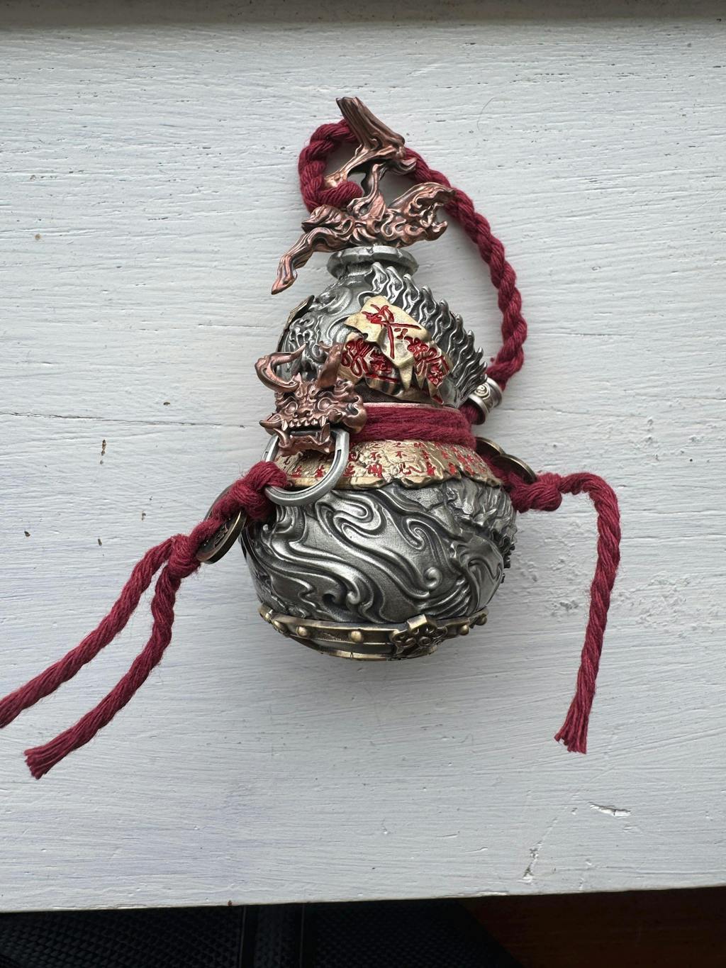 Handcrafted Brass Sword Gourd Ornament: Feng Shui Taoism Décor