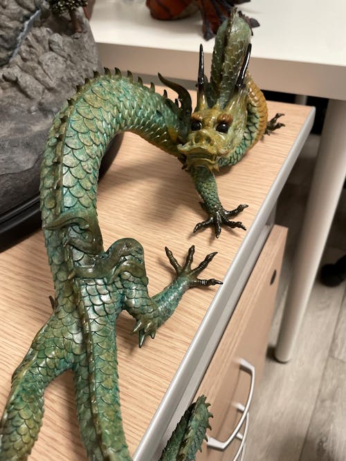 Brass Dragon Statue: Tibetan Feng Shui Home Office Decor