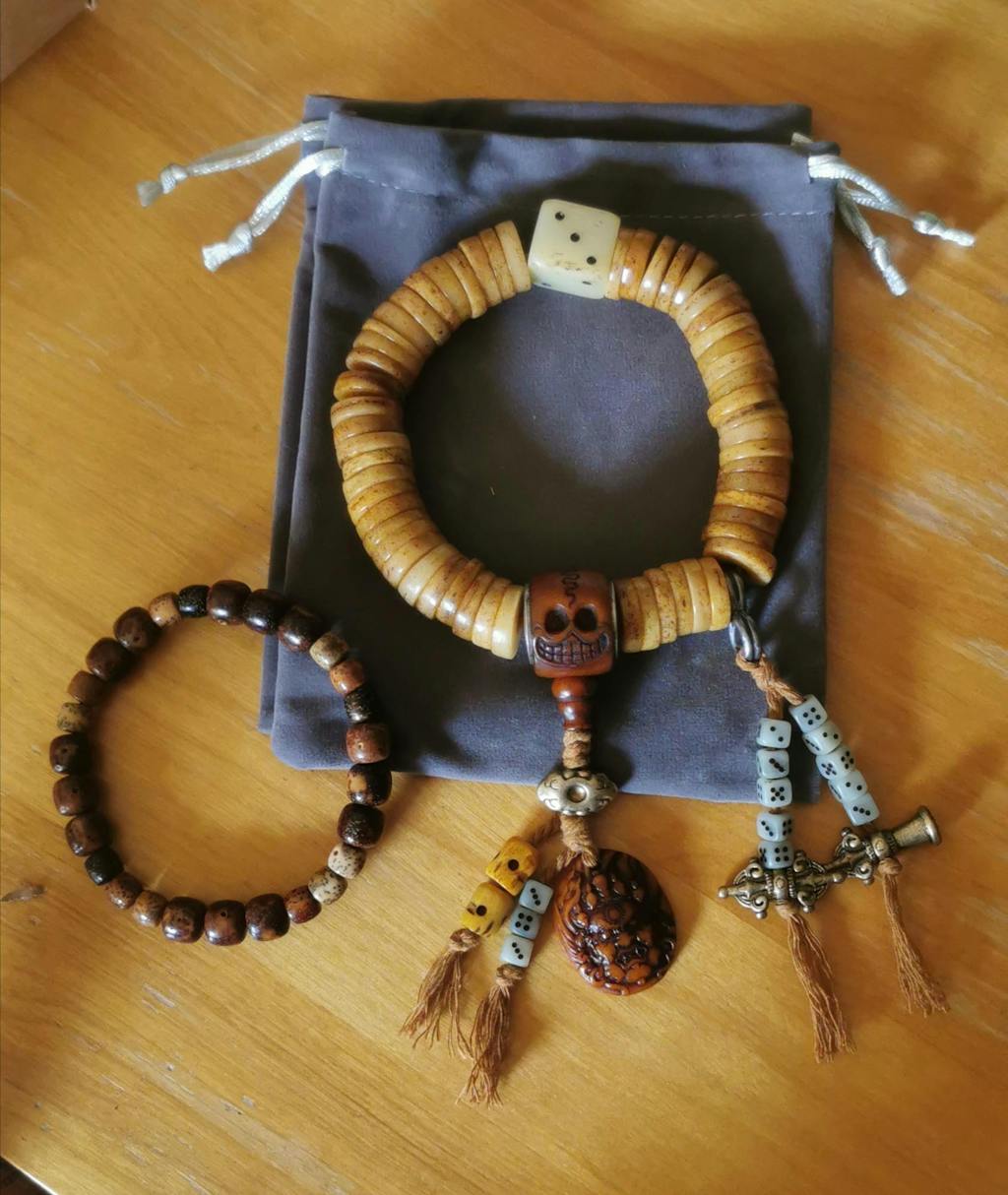 Vintage Tibetan Yak Bone Bracelet, Handcrafted Single-Strand Beads for Men & Women