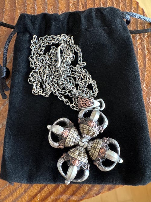 Tibetan Vajra Pendant: Sterling Silver Buddhist Amulet, Handmade Himalayan Jewelry