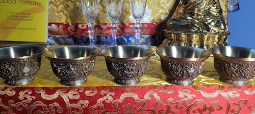 Handcrafted Brass Offering Bowl, Tibetan Buddhist Copper Altar Cup, for Rituals Meditation