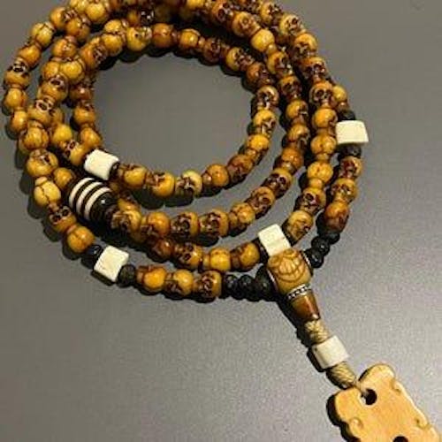 Yak Bone Skull Mala Bracelet: Tibetan Buddhist Prayer Beads